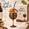 Leopard Print Wine Glass Set with Snack Tray & Reusable Straw – 20.6 oz Girls’ Night Gift Set