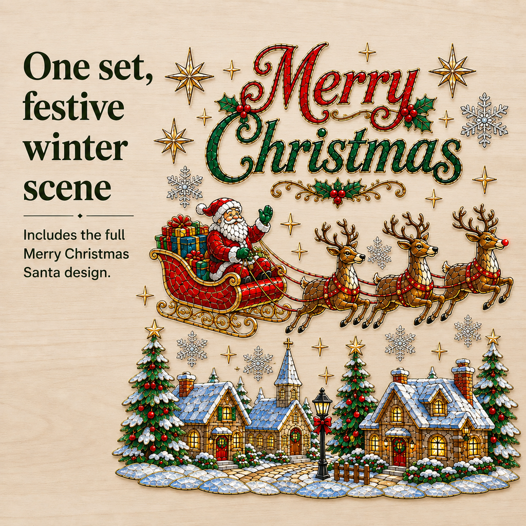 🔥LAST DAY 50% OFF - 🎄 Christmas Suncatcher Window Clings | 28 × 28 in Stained Glass Style✨