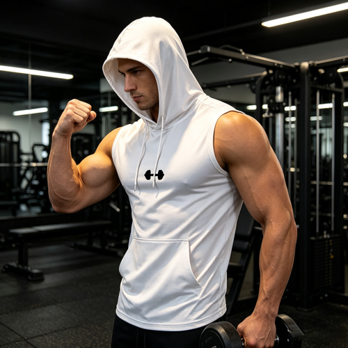 Men's Quick-Dry Hooded Sleeveless Tank Top – Lightweight Athletic Workout Shirt