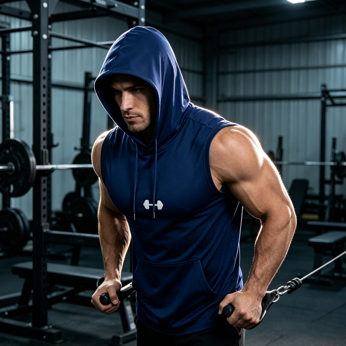Men's Quick-Dry Hooded Sleeveless Tank Top – Lightweight Athletic Workout Shirt